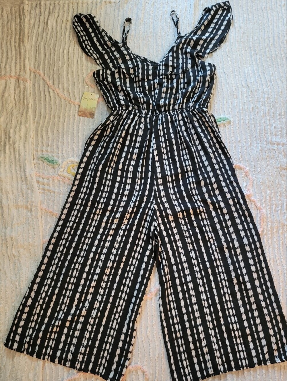 Black & White Striped Jumpsuit By Lily White NWOT